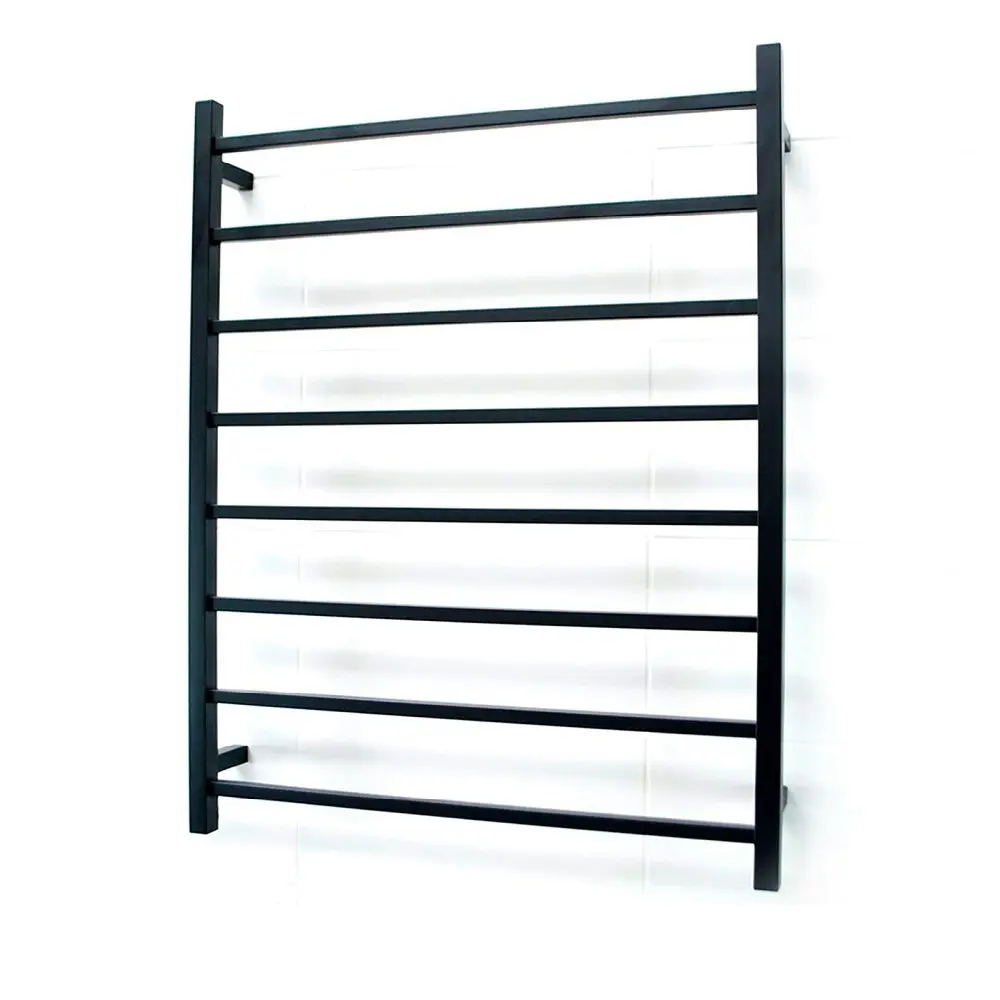 Radiant Matte Black 800 x 1000mm Square Heated Towel Rail (Left Wiring) BSTR05LEFT