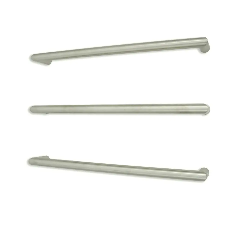 Radiant Brushed 650mm Round Single Bar Heated Towel Rail (Left or Right Wiring) BRU-SBRTR-650