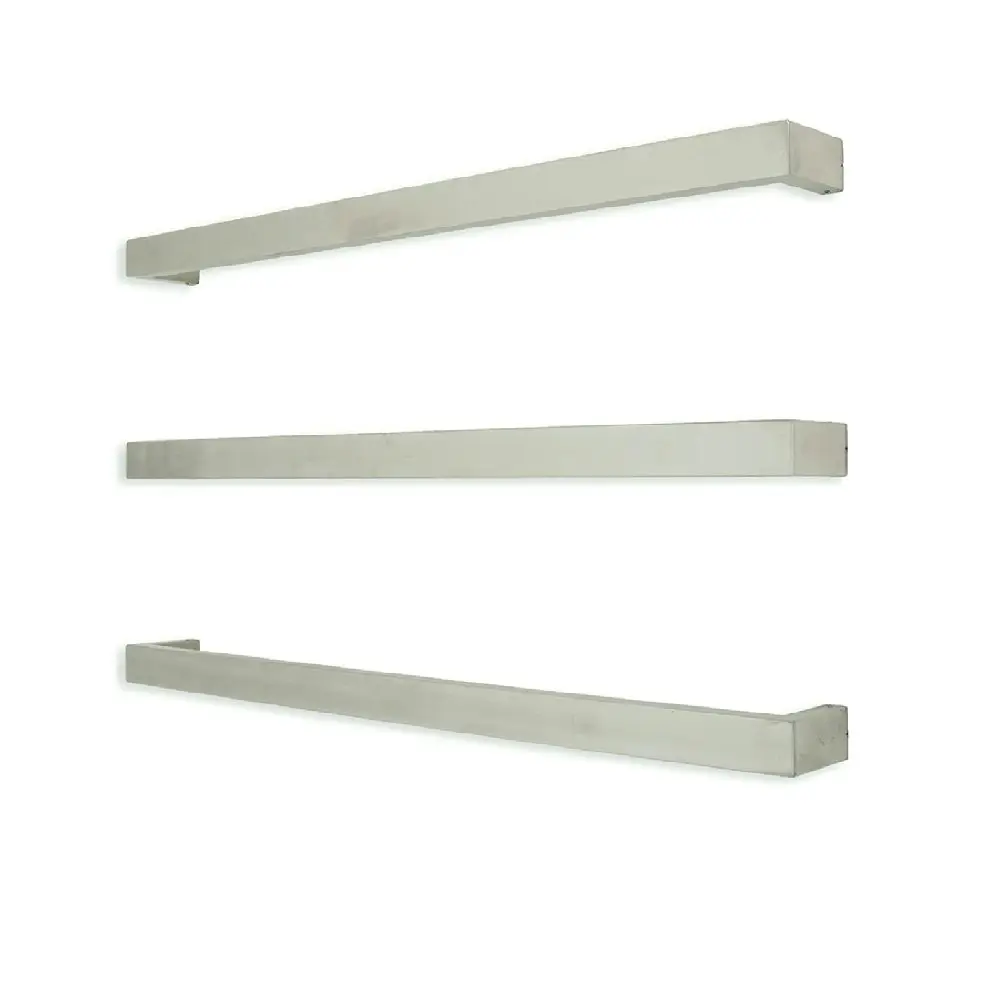 Radiant Brushed 800mm Square Single Bar Heated Towel Rail (Left or Right Wiring) BRU-SBSTR-800