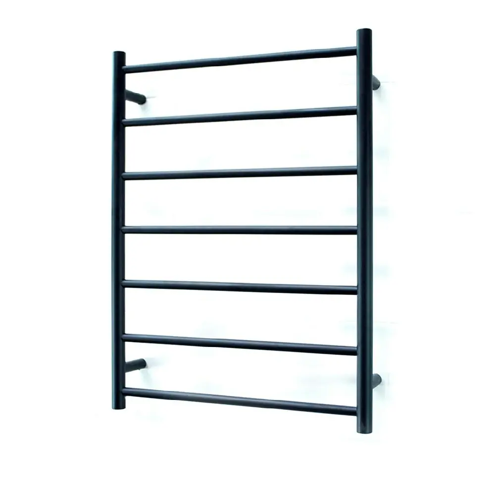 Radiant Low Voltage Matt Black 600 x 800mm Round Heated Towel Rail (Right Wiring) 12V-BRTR01RIGHT