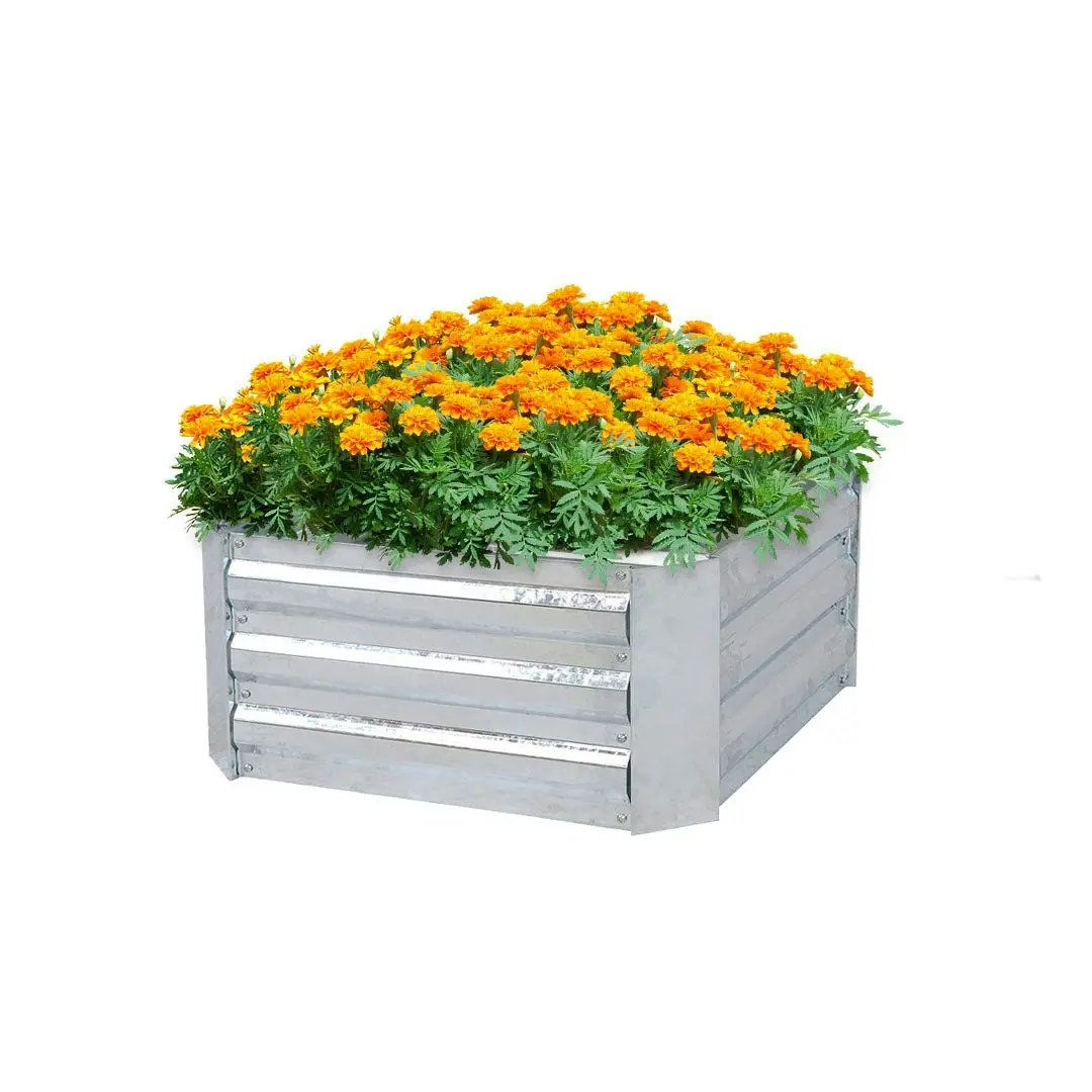 Soga 90cm Square Galvanised Raised Garden Bed Vegetable Herb Flower Outdoor Planter Box