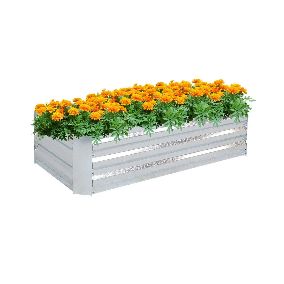 Soga 120cm Rectangle Galvanised Raised Garden Bed Vegetable Herb Flower Outdoor Planter Box