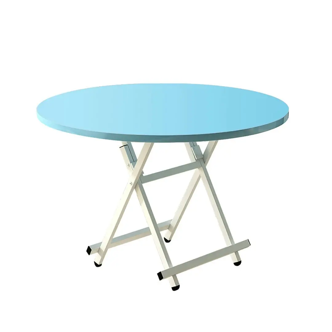 Soga Blue Dining Table Portable Round Surface Space Saving Folding Desk Home Decor