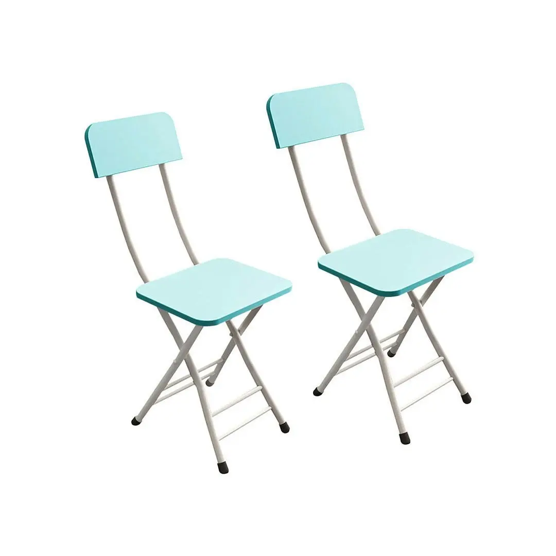 Soga Blue Foldable Chair Space Saving Lightweight Portable Stylish Seat Home Decor Set of 2