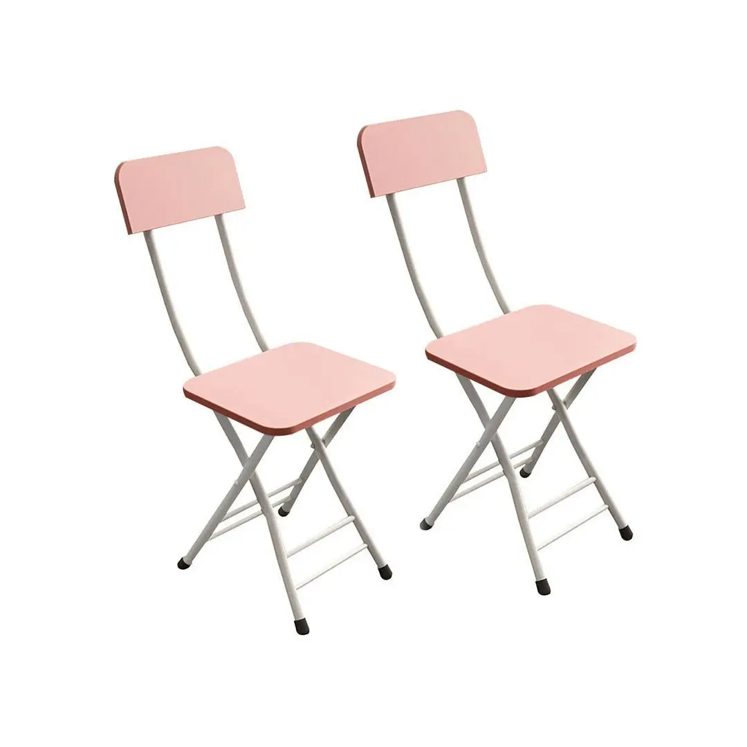 Soga Pink Foldable Chair Space Saving Lightweight Portable Stylish Seat Home Decor Set of 2