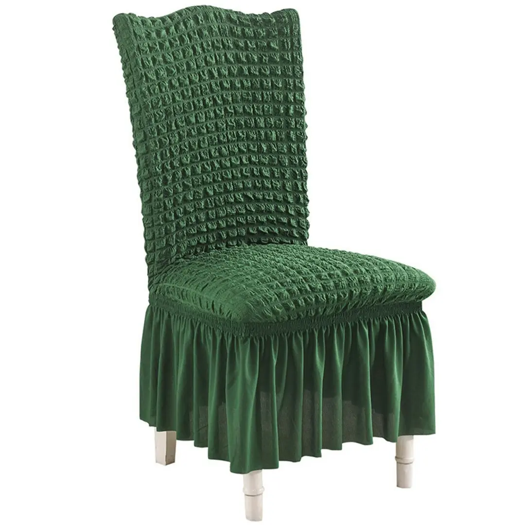 Soga Dark Green Chair Cover Seat Protector with Ruffle Skirt Stretch Slipcover Wedding Party Home Decor