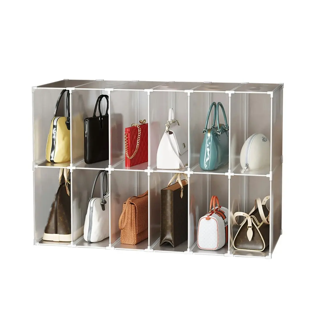 Soga 12-Cube Portable Bag Box Foldable Cubby DIY Organiser Tote Clutch Purse Space Saving Shelf Cabinet