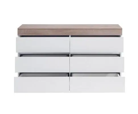 Ashley Coastal White Wooden Chest of 6 Drawers Cabinet