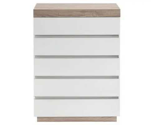 Ashley Coastal White Wooden Chest of 5 Drawers Tallboy