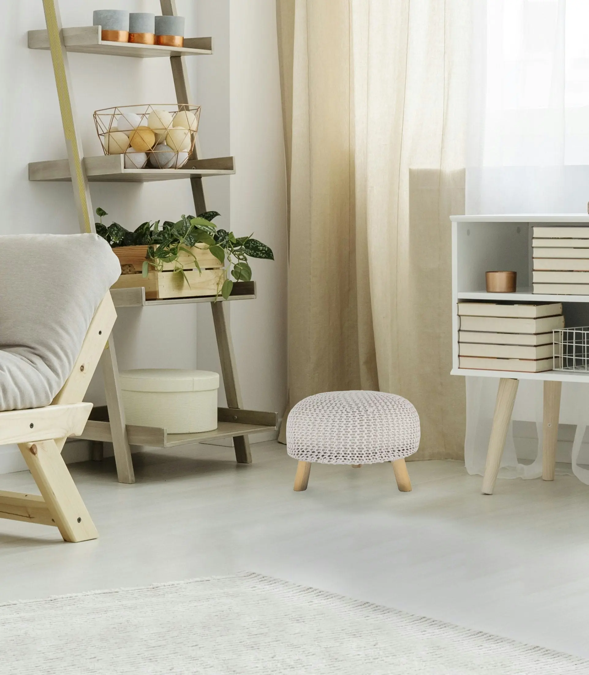 Ava Stool IVORY 20''x14''