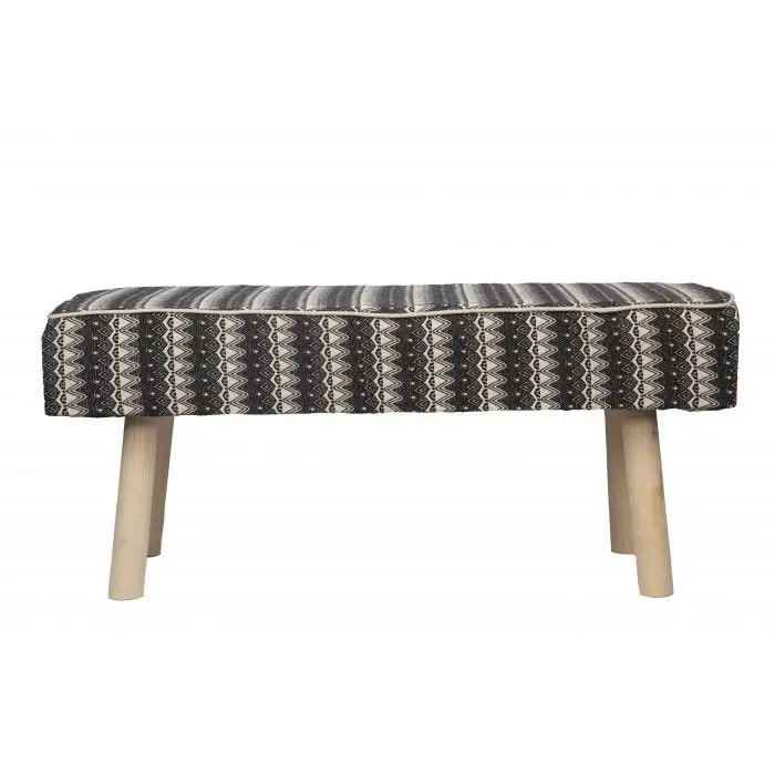 Ava Upholstered Bench Set  WHT/BLK