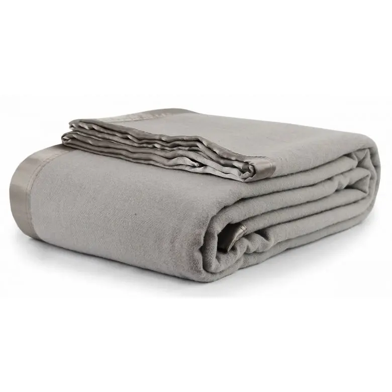 Jason Bedding AUSTRALIAN WOOL BLANKET W/SATIN TRIM EDGE 500gsm - Silver