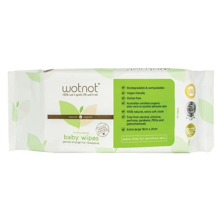 Wotnot Biodegradable New Born Wipes 70 Pack