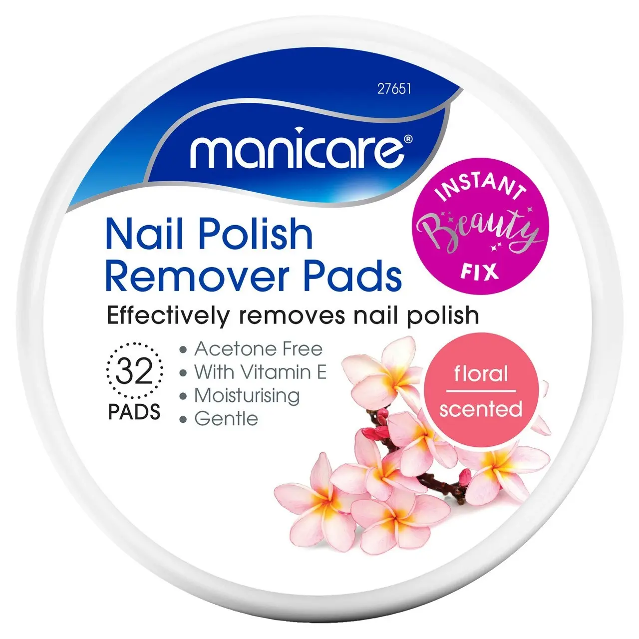 Manicare Nail Polish Remover Pads Floral 32 pack