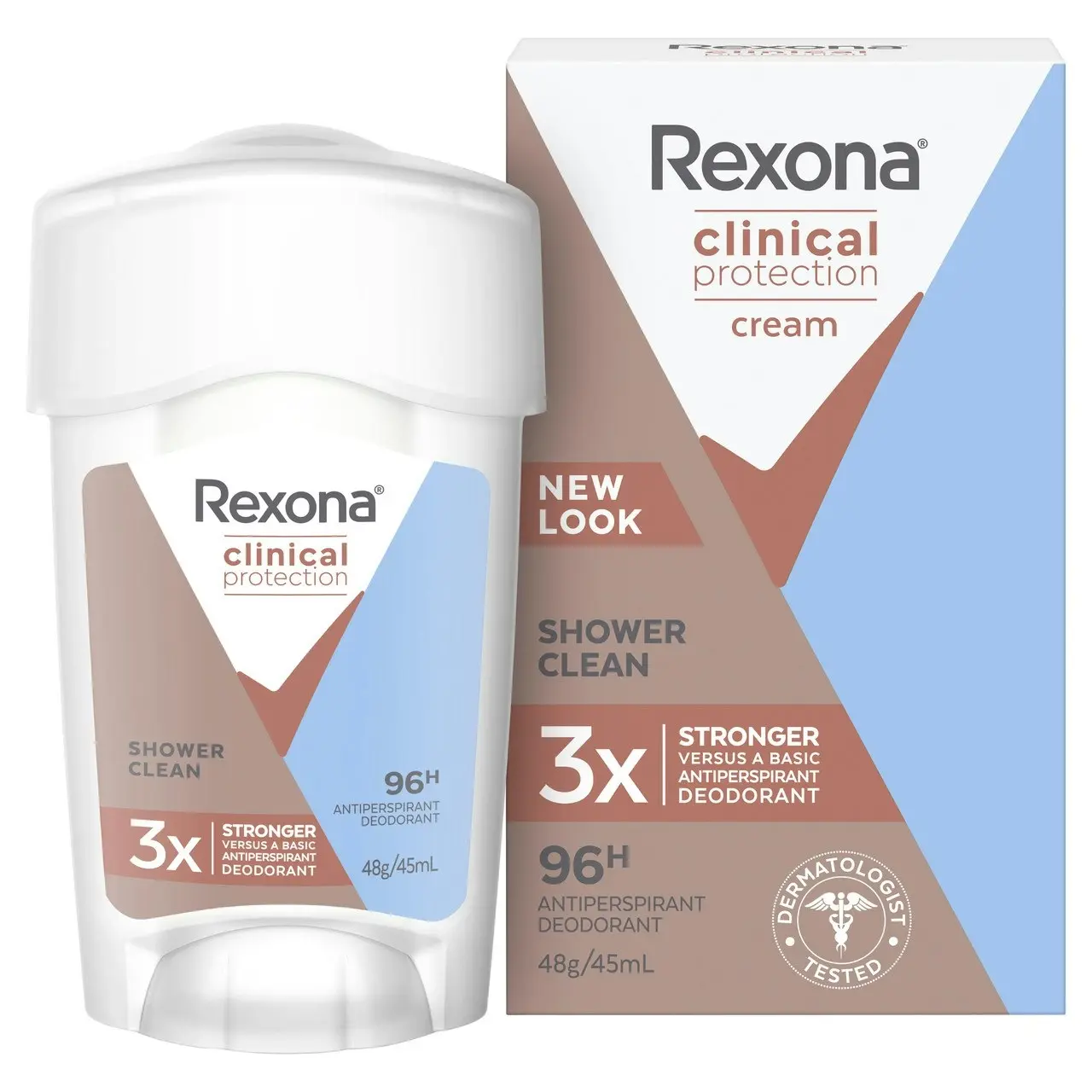 Rexona Women Clinical Protection Antiperspirant deodorant cream Shower Clean for 3x stronger protection* 45 mL