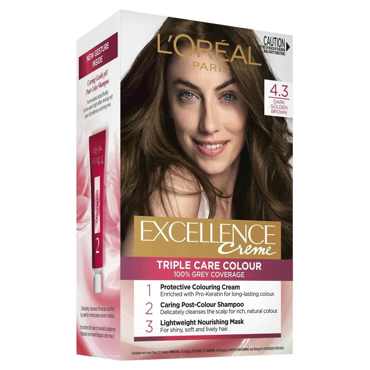 L'Oreal Paris Excellence Creme Permanent Hair Colour - 4.3 Dark Golden Brown