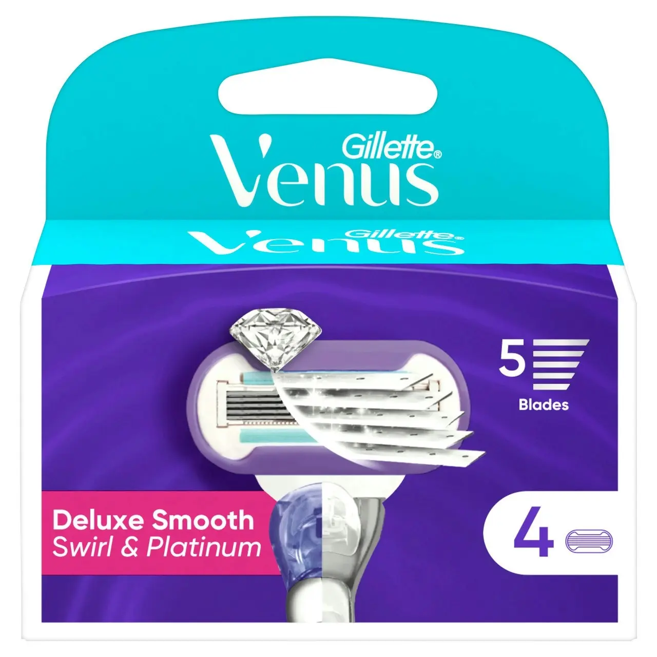 Gillette Venus Deluxe Smooth Swirl & Platinum Refill Blades 4 count