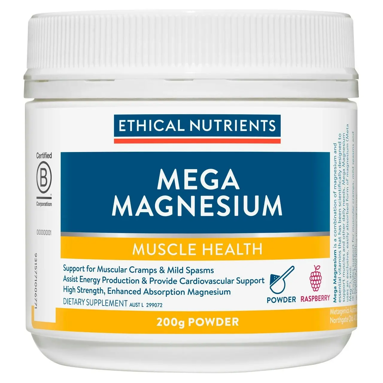 Ethical Nutrients Mega Magnesium 200g Powder Raspberry