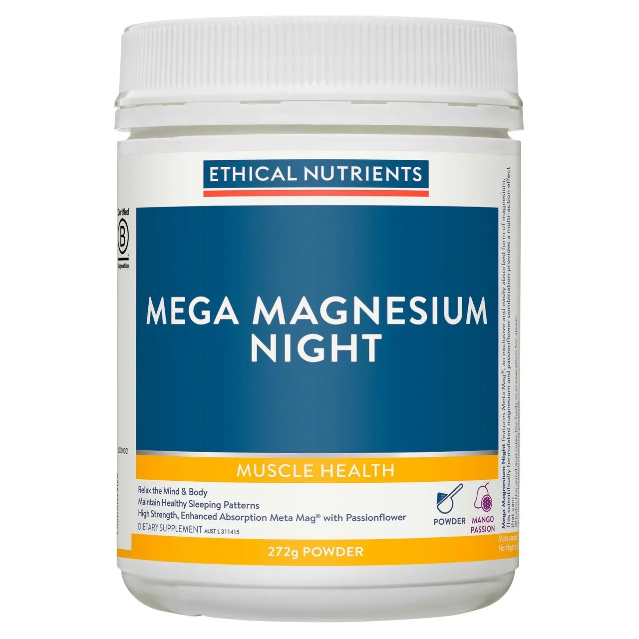 Ethical Nutrients Mega Magnesium Night Powder 272g