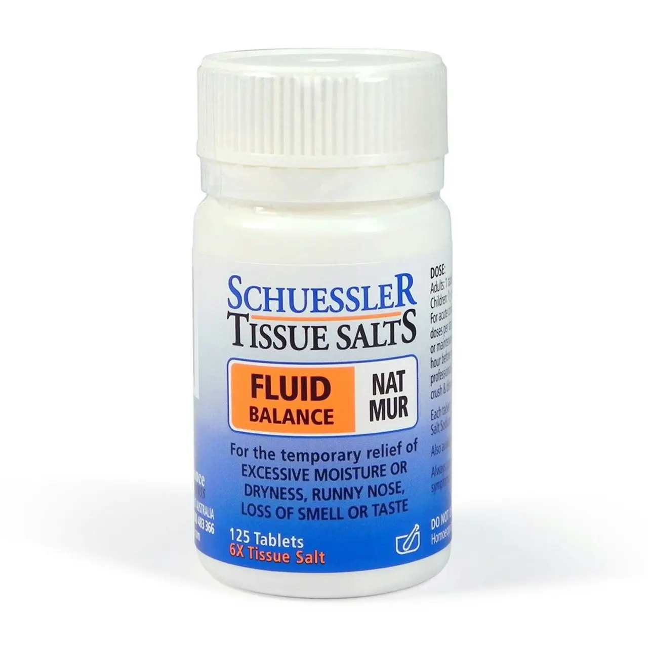 Schuessler Tissue Salts Fluid Balance Nat Mur 125 Tablets