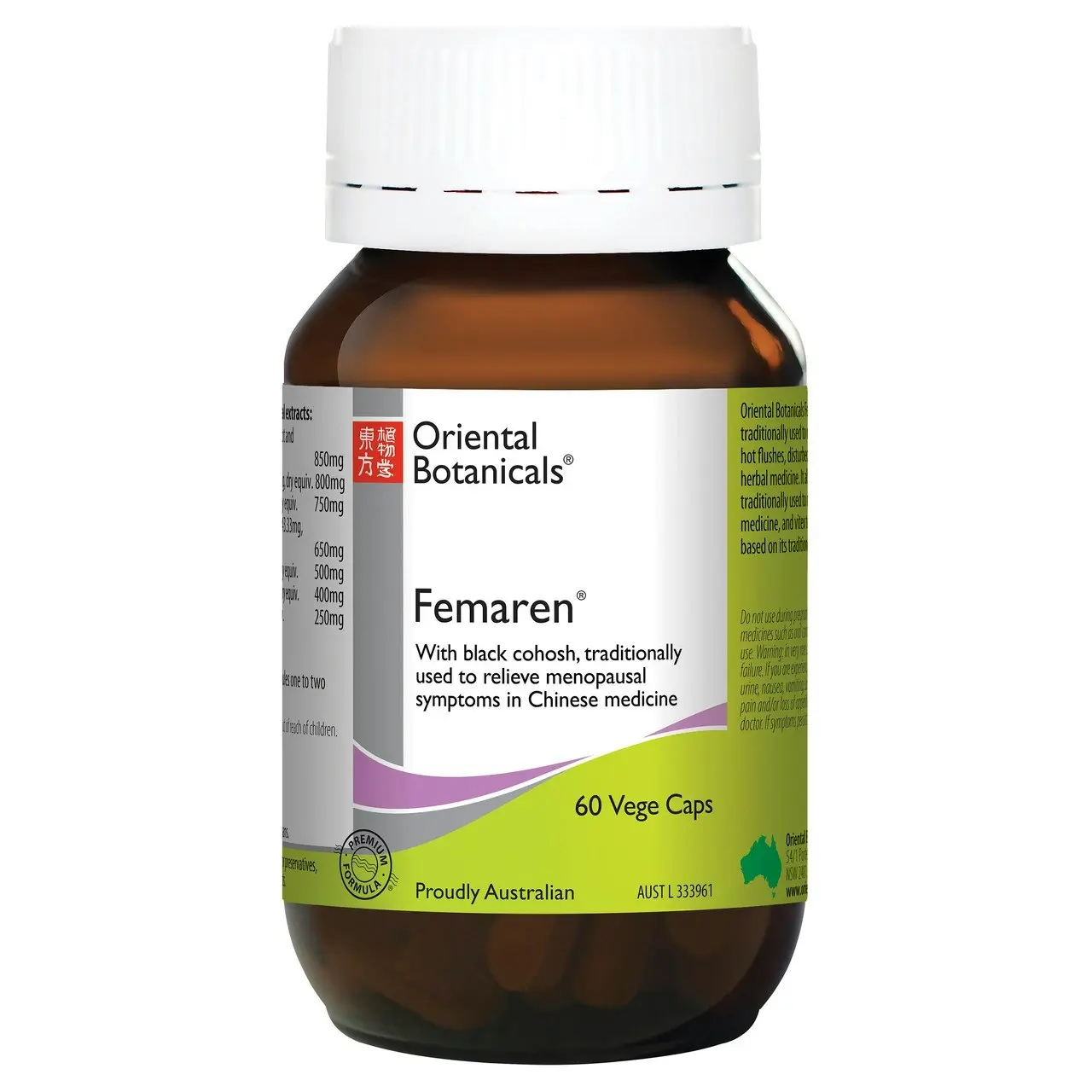 Oriental Botanicals Femaren 60 Vege Capsules