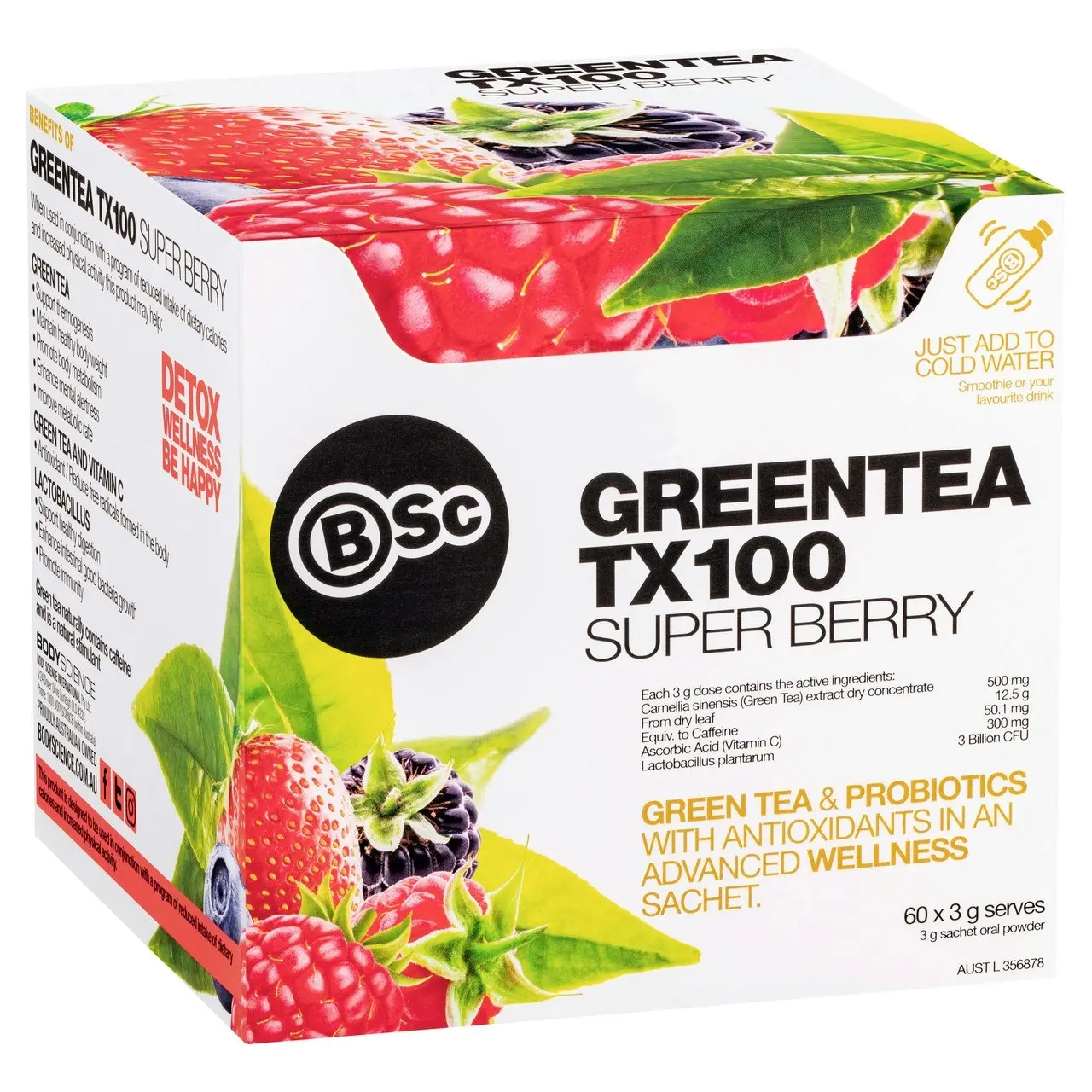 BSc Green Tea TX100 Super Berry 60 Pack 3g