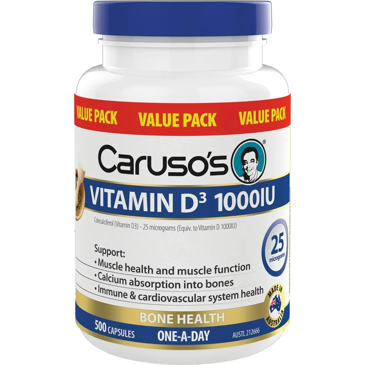 Caruso's Vitamin D3 1000IU 500 Capsules