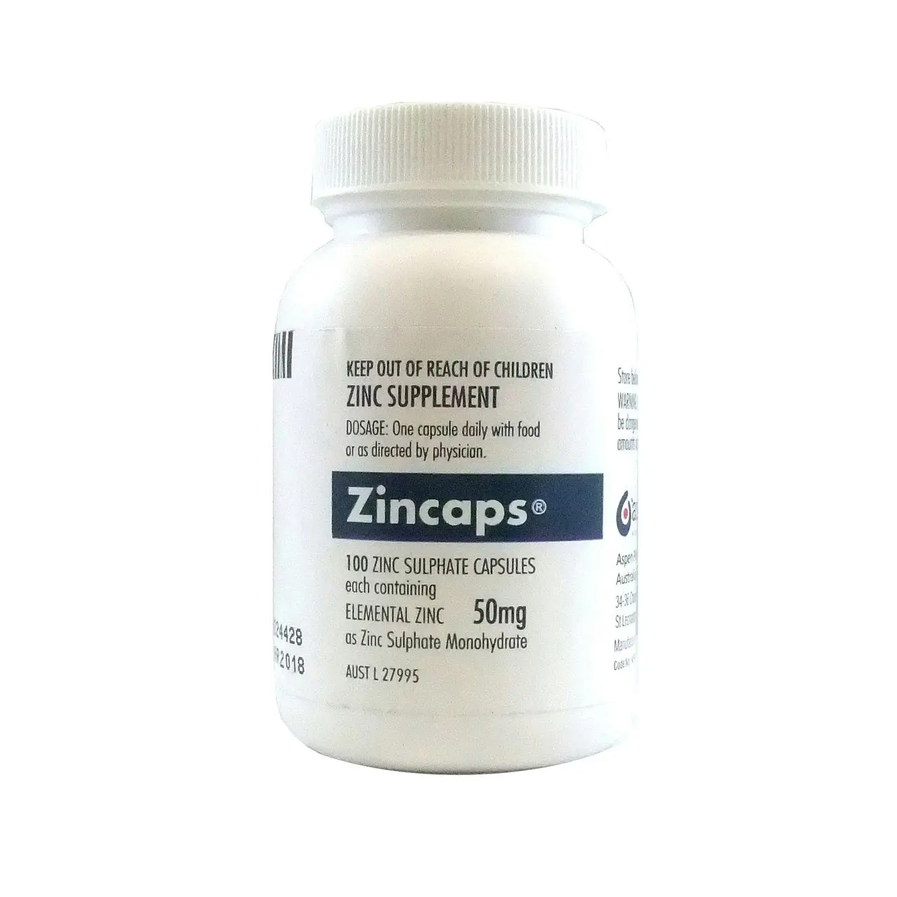 Zincaps 50mg 100 Capsules