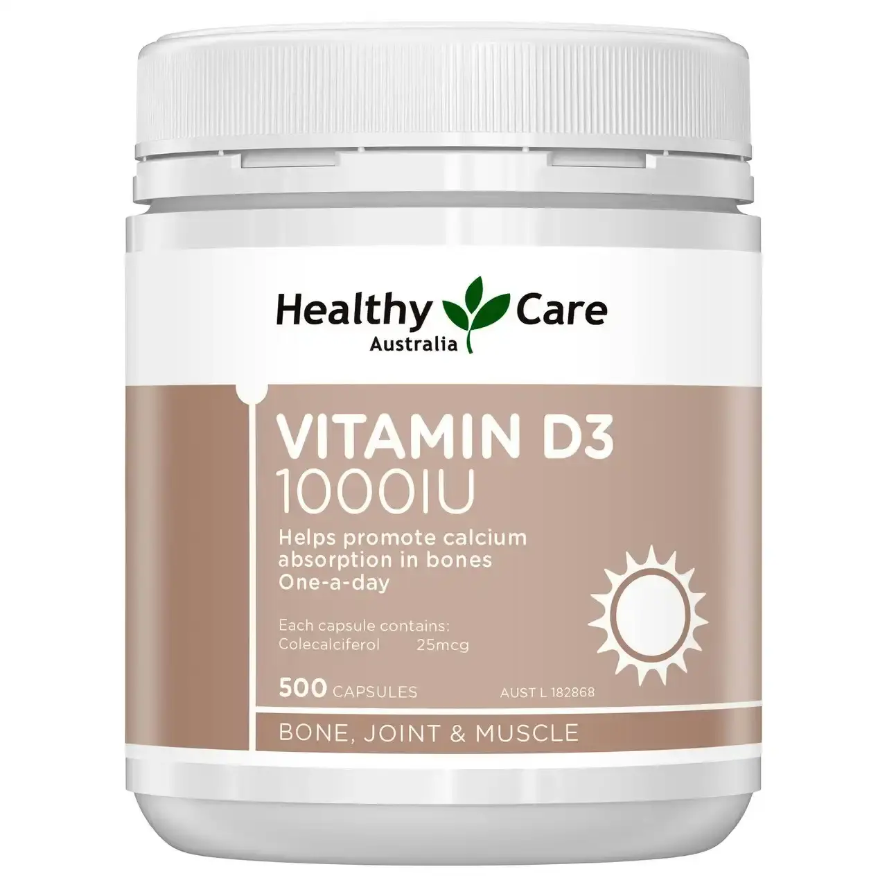 Healthy Care Vitamin D3 1000IU 500 Capsules