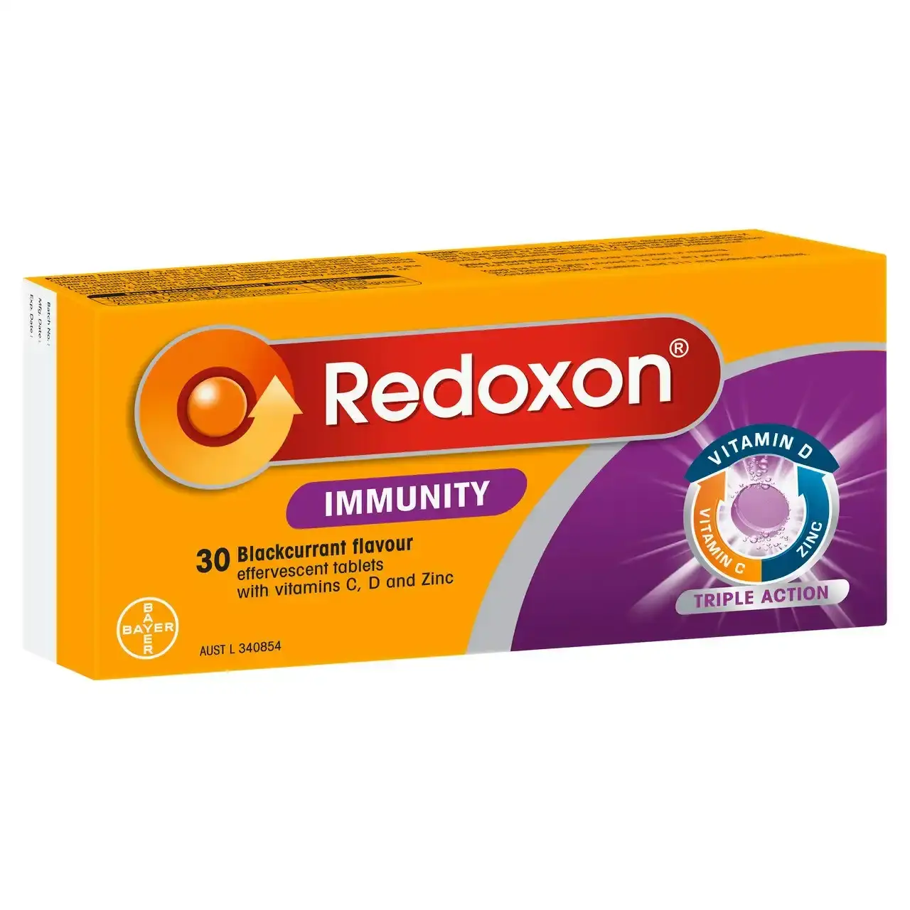 Redoxon Immunity Vitamin C, D and Zinc Blackcurrant Flavoured Effervescent Tablets 30 pack