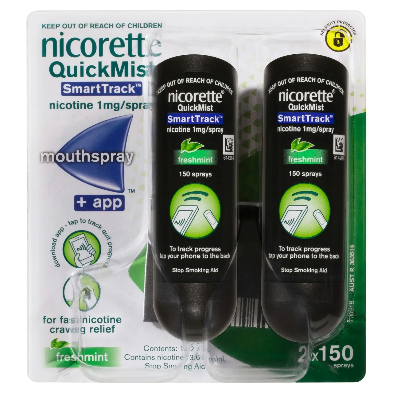 Nicorette Quit Smoking QuickMist SmartTrack Nicotine Mouthspray Duo Pack 2 x 150 Pack