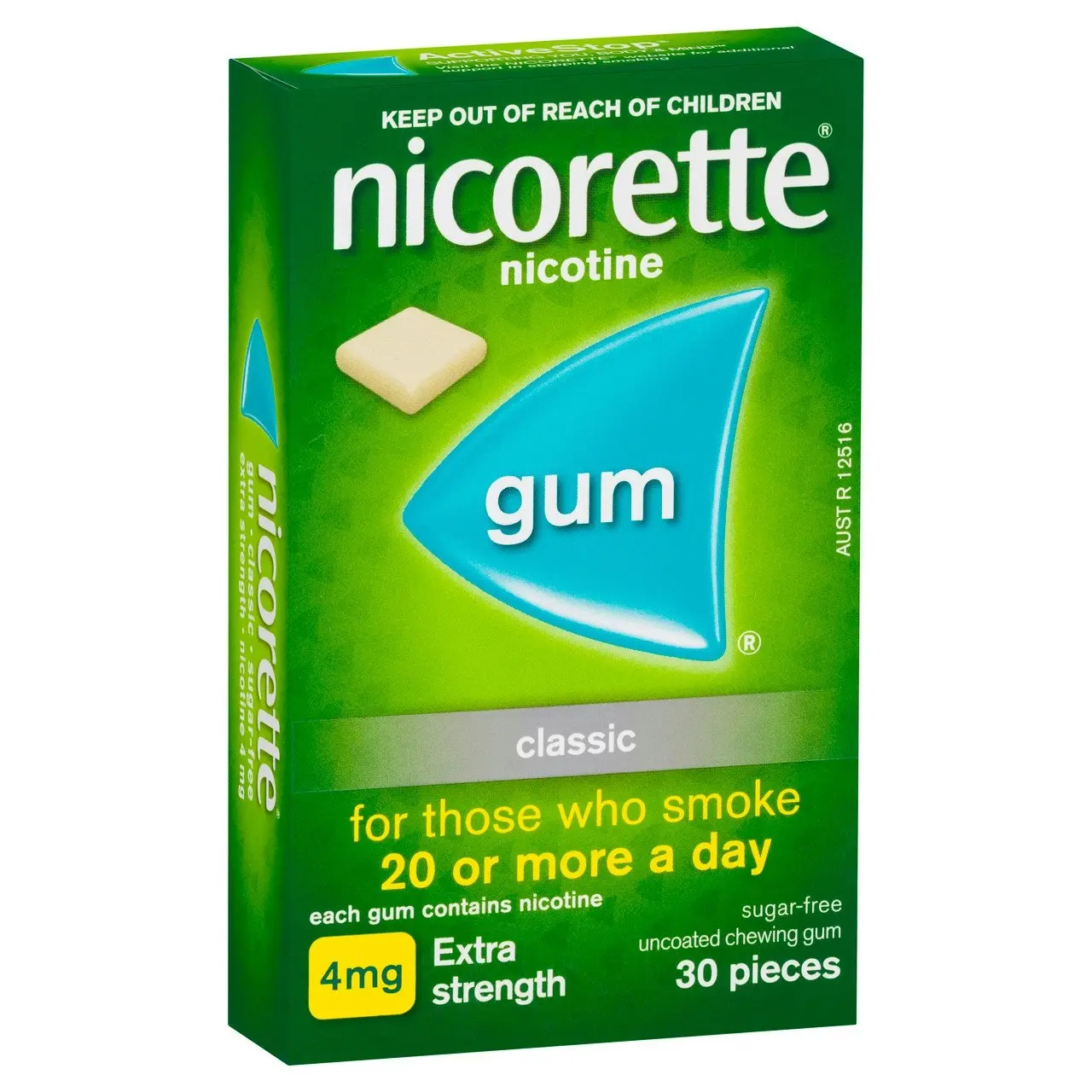 Nicorette Quit Smoking Extra Strength Nicotine Gum Classic 30 Pack