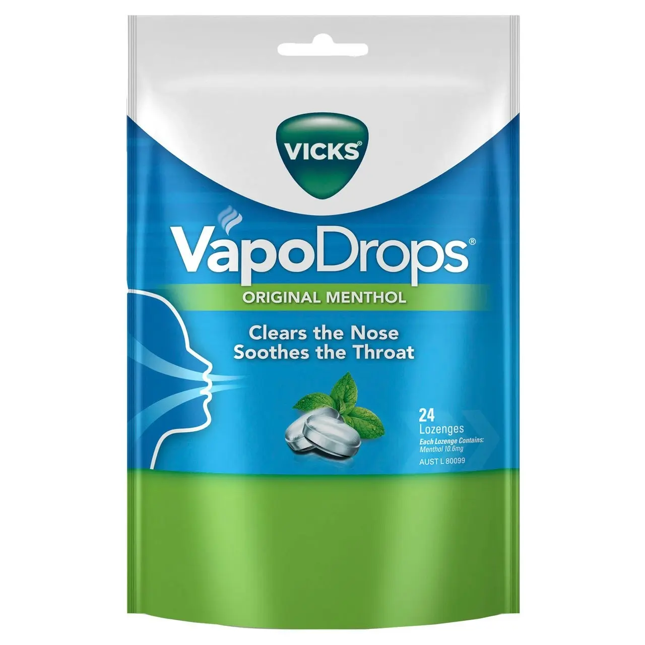 Vicks VapoDrops Original Menthol 24 Lozenges - Cough & Cold