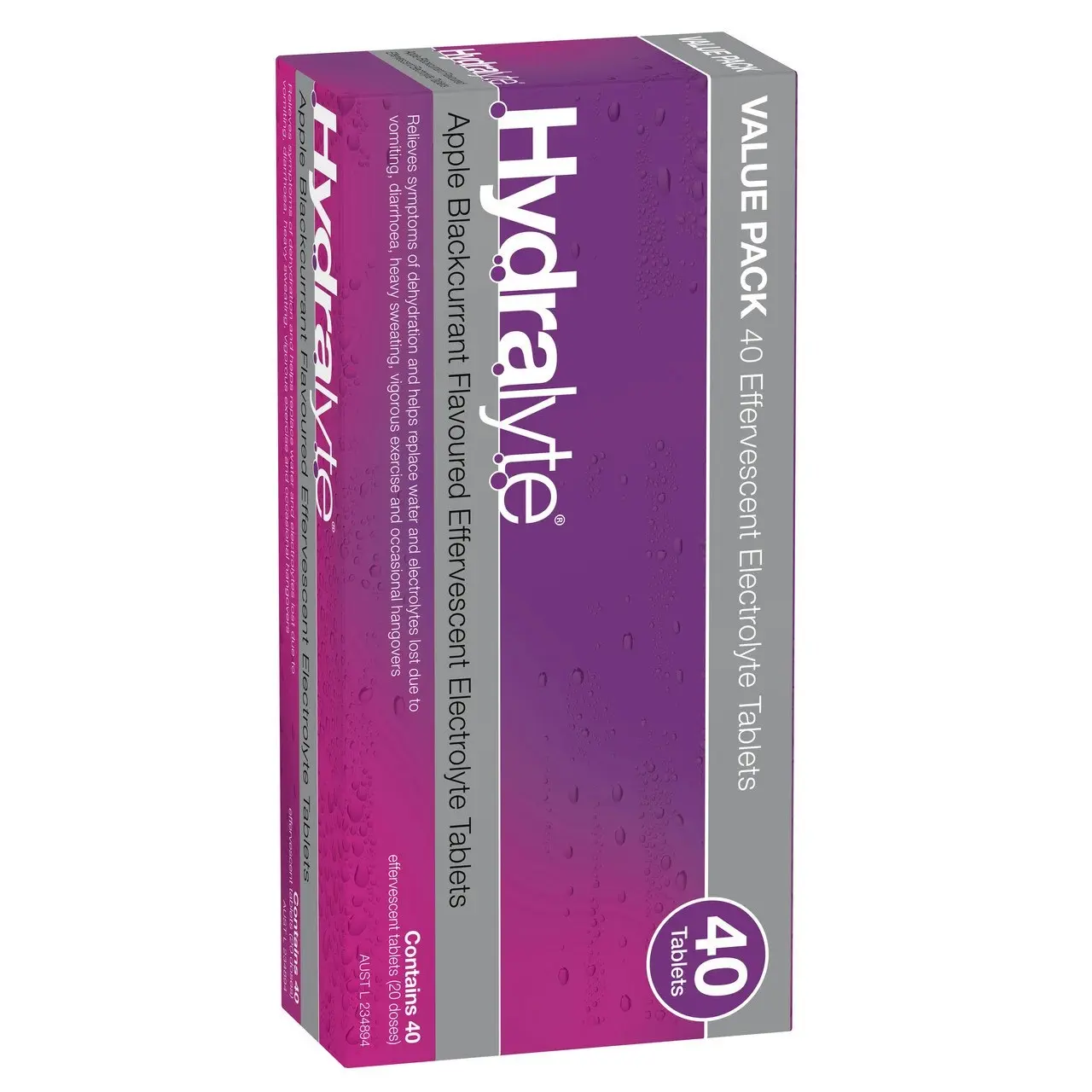 Hydralyte Effervescent Electrolyte Tablets Apple Blackcurrant Flavoured 40 Tablets