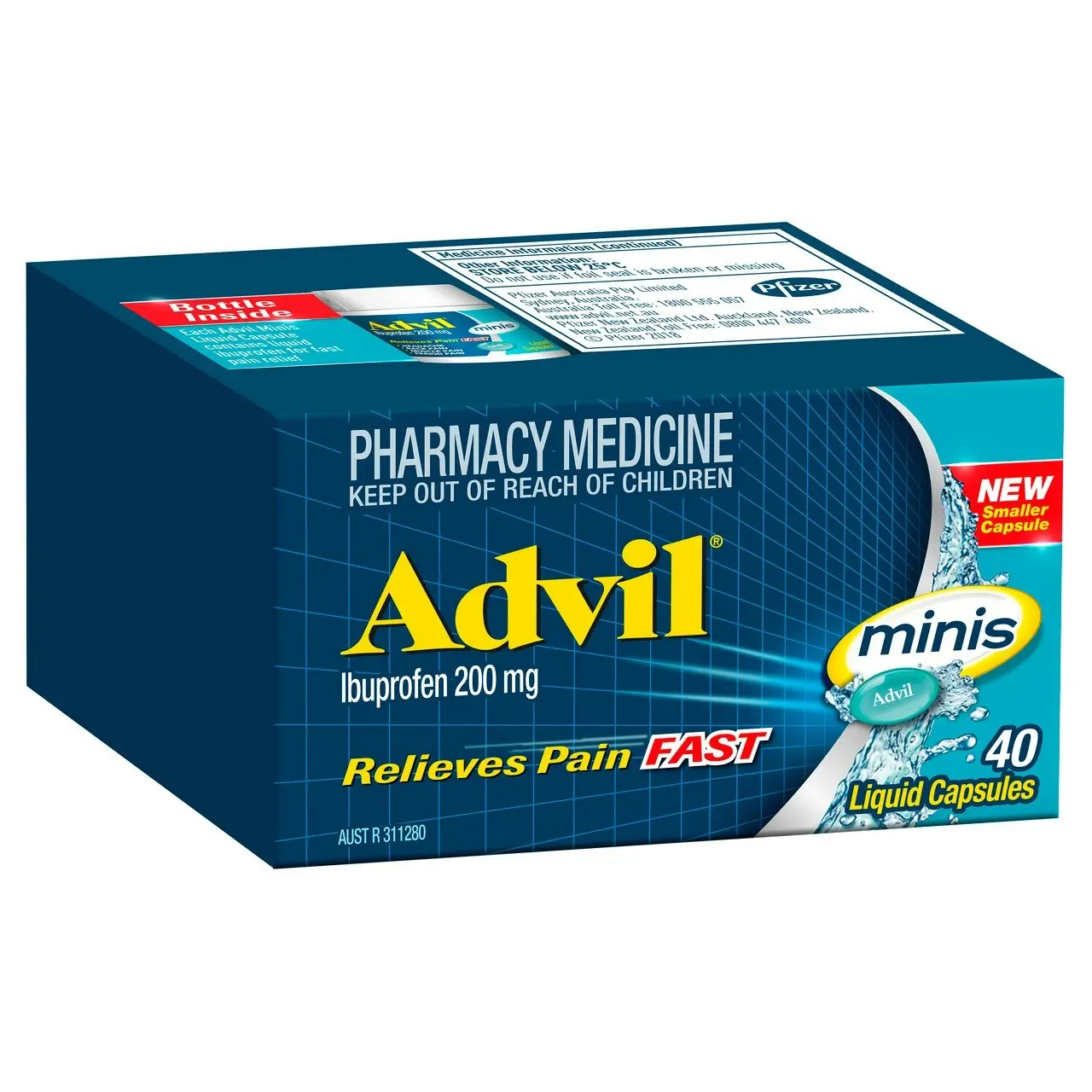 Advil Minis Liquid Capsules for Fast & Effective Pain Relief 200mg Ibuprofen 40 Pack