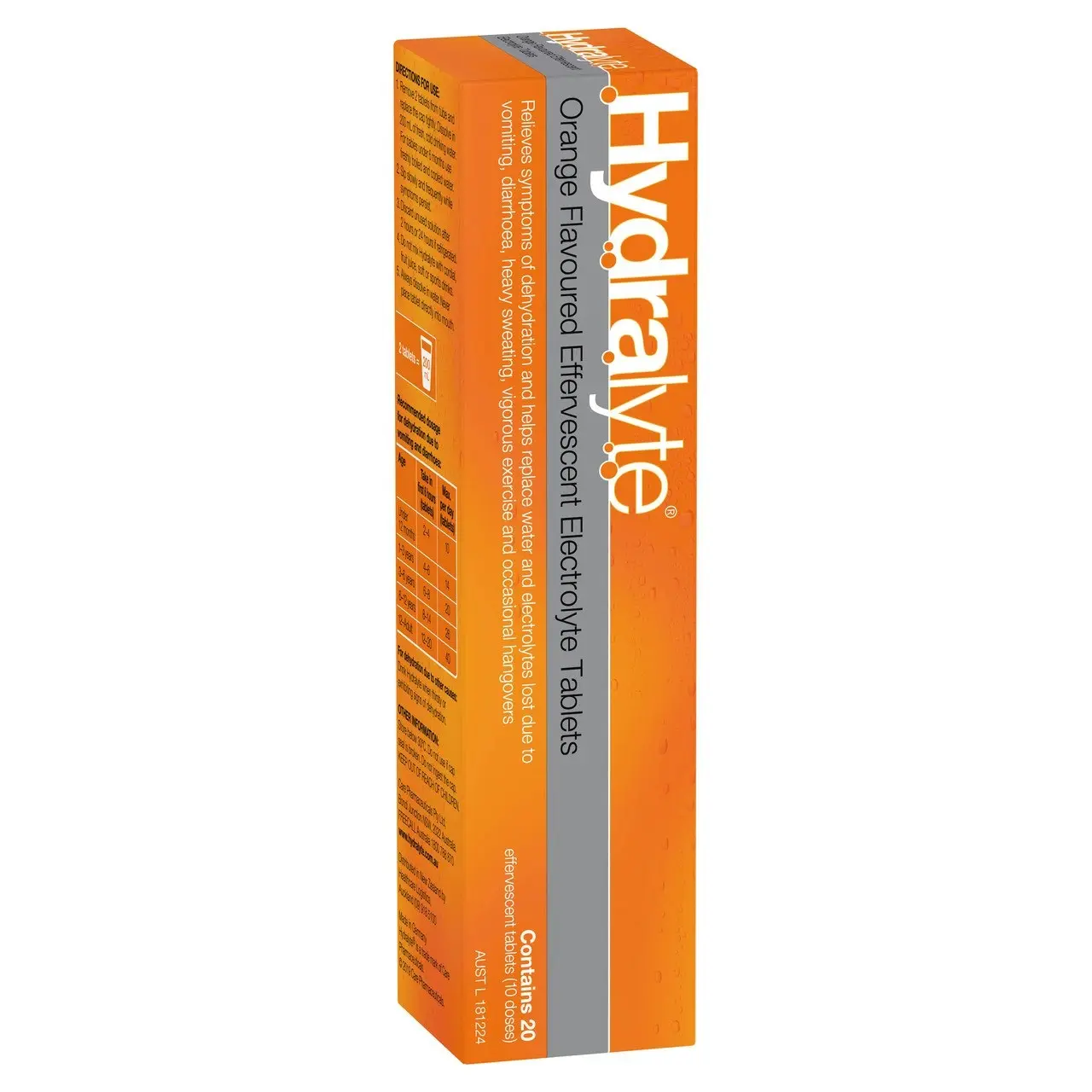 Hydralyte Effervescent Electrolyte Tablets Orange Flavoured 20 Tablets