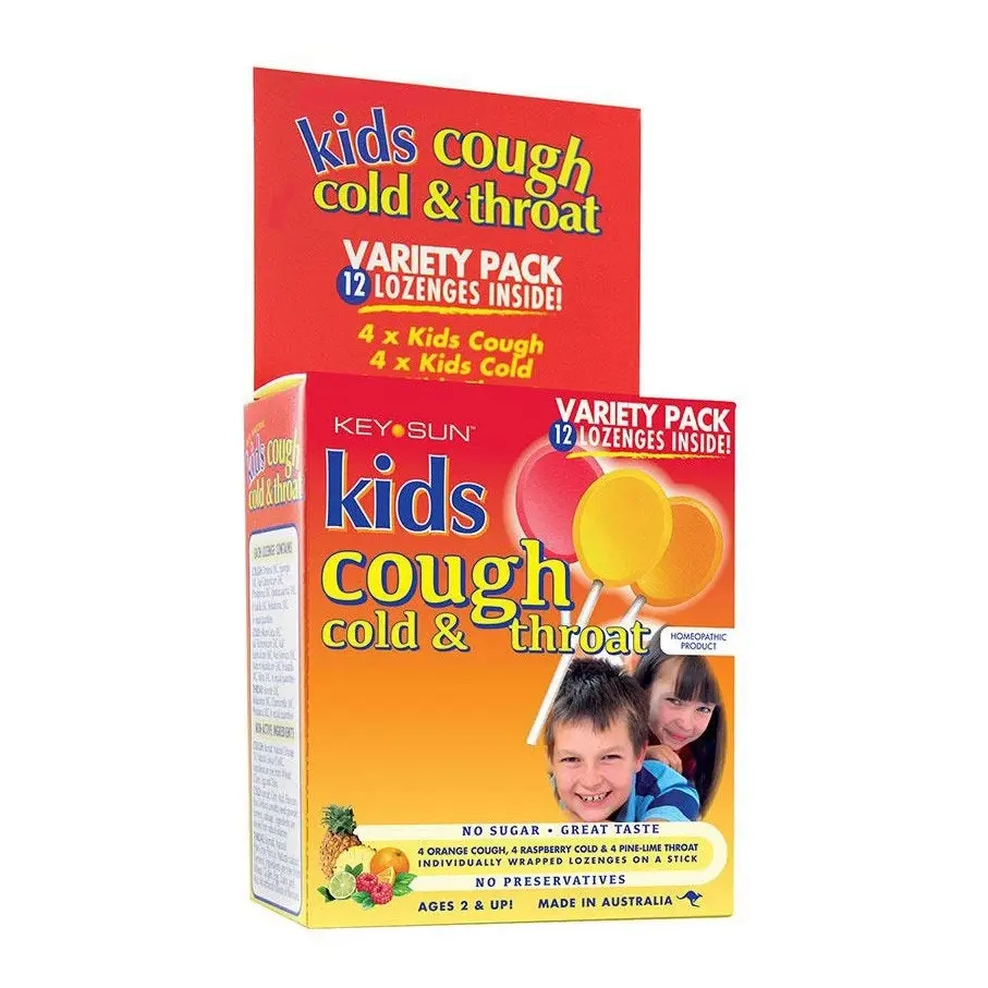 Key Sun Kids Cough Cold & Throat Lozenges On A Stick 12 Variety Pack