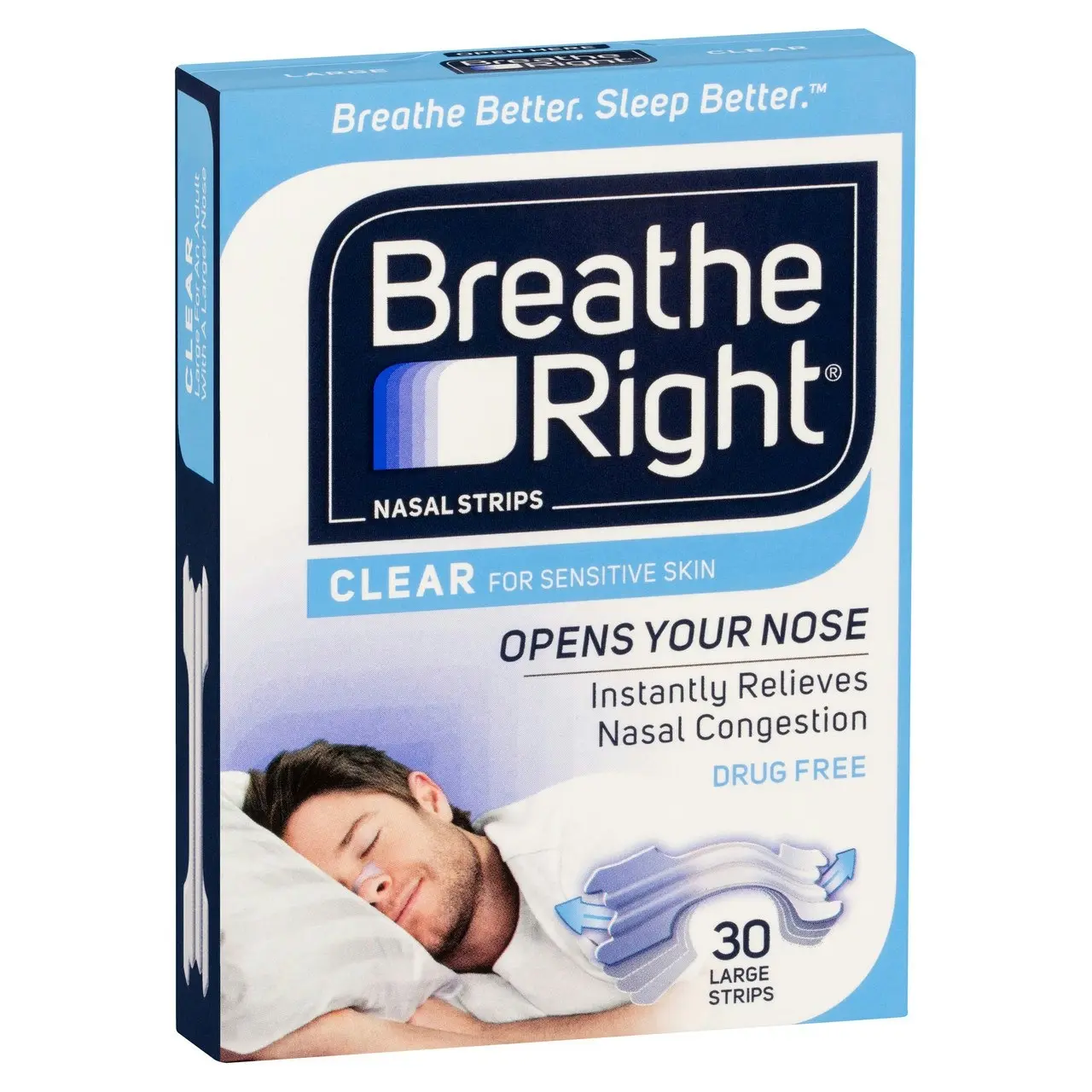 Breathe Right Nasal Strips Clear Large 30pk