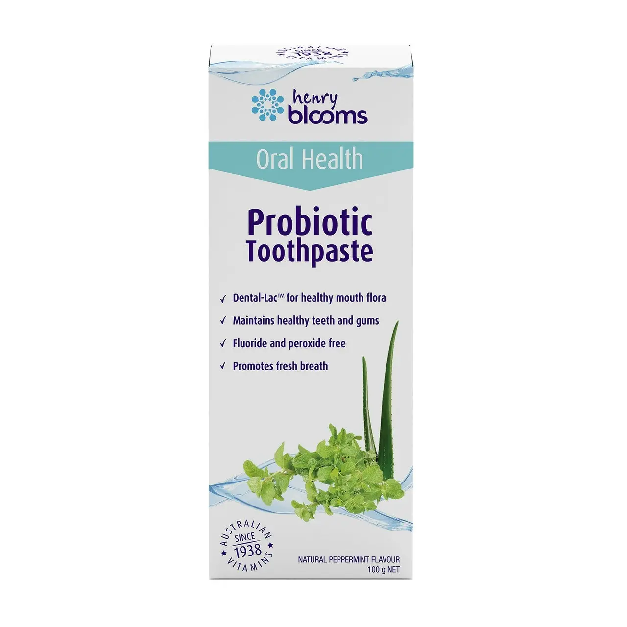 Henry Blooms Probiotic Toothpaste Peppermint 100g