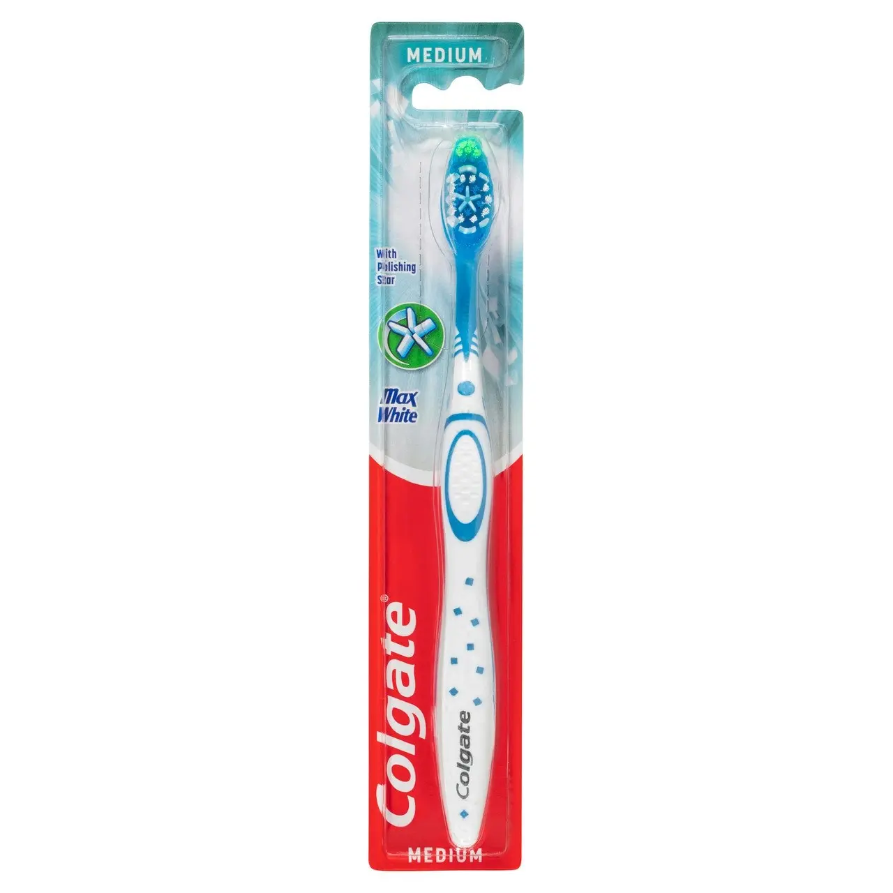 Colgate Max White Manual Toothbrush, 1 Pack, Medium Bristles with Polishing Star