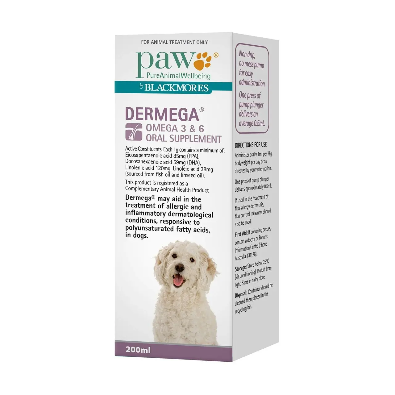 PAW by Blackmores Dermega Skin Support Fish Oil for Dogs 200ml