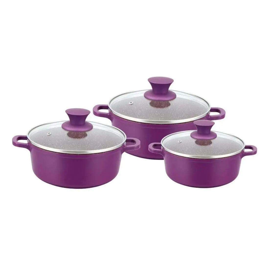 Wonderchef Granite Range Die-Cast Casserole Set – 6 Pc - Purple