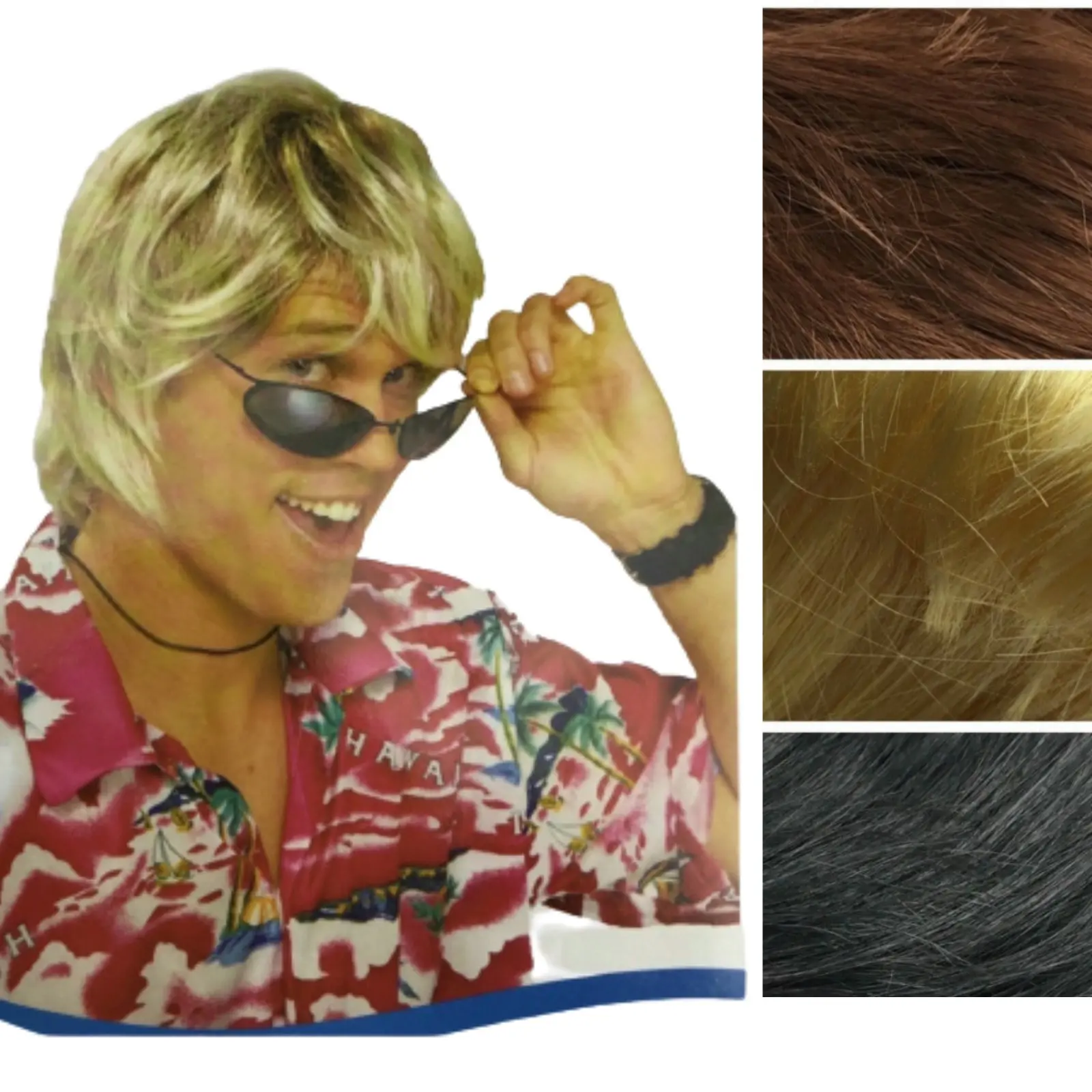 MENS COSTUME WIG Fancy Dress Halloween Party Accessory 70s 80s Hair Fun Funny