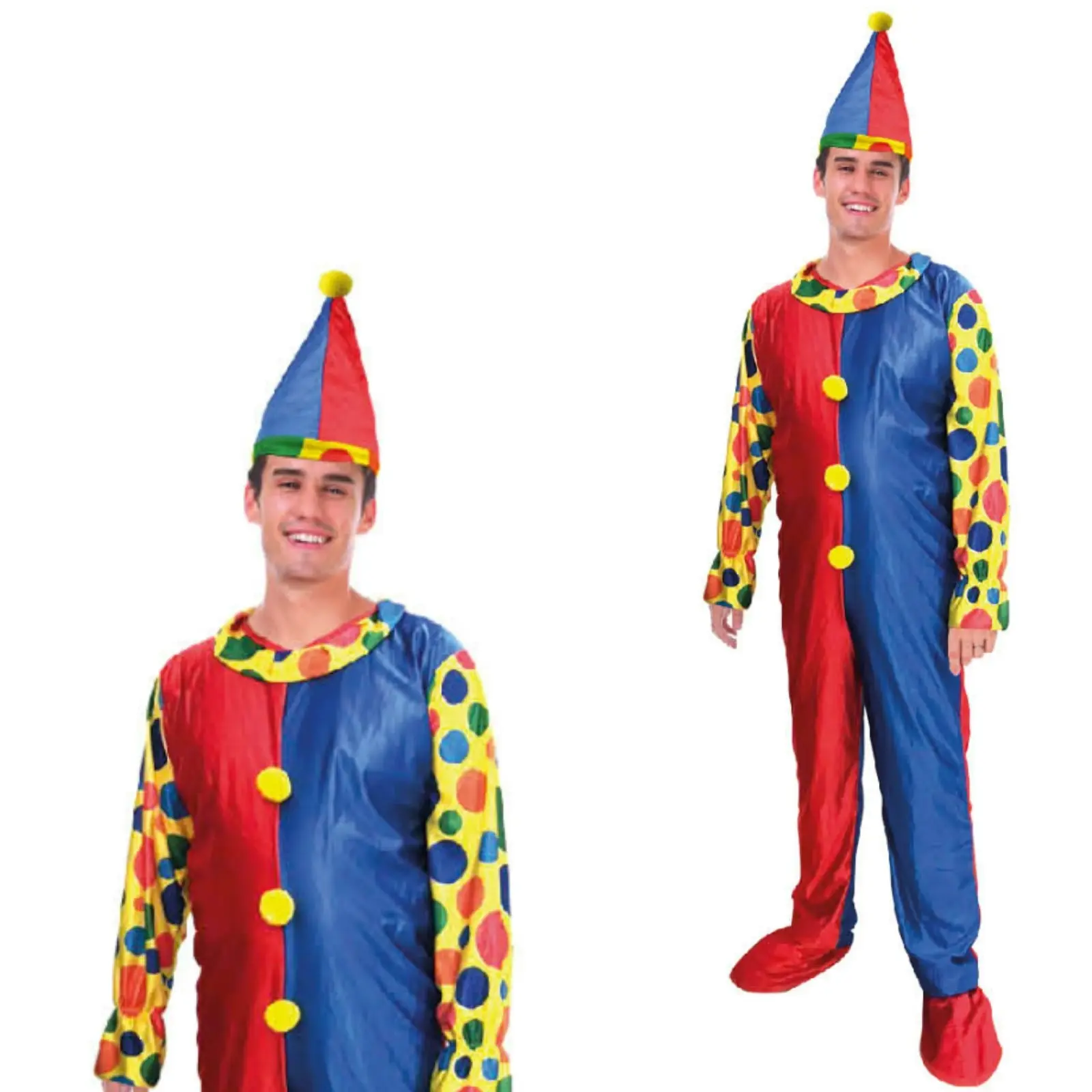 Adult Mens Clown Costume Fancy Dress Party Circus Halloween Juggler