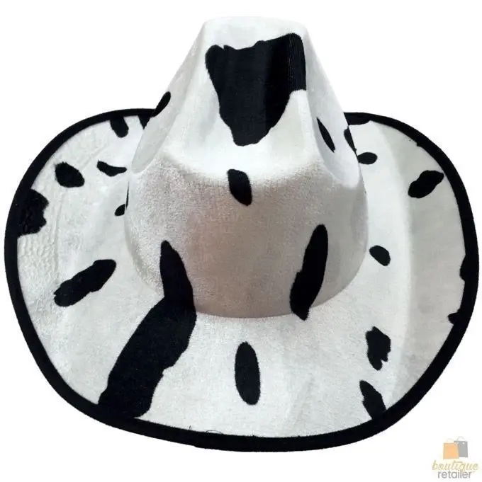 COW HAT Adult Cowboy Cowhide Print Wild West Costume Party Fancy Dress Fedora