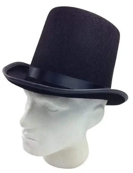 BLACK TOP HAT Costume Mad Hatter Party Wedding Magician Formal Trilby Fedora