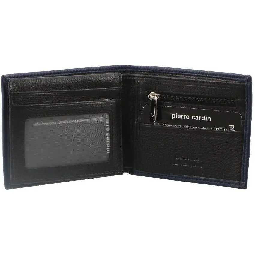 Pierre Cardin Mens Wallet RFID Blocking Genuine Italian Leather - Black