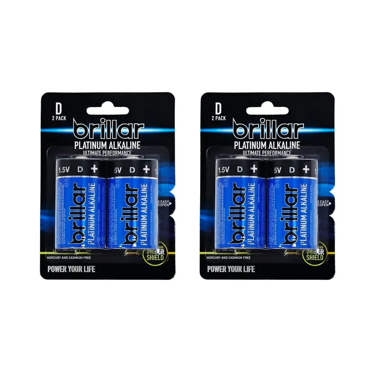 Brillar D Platinum Alkaline Batteries 2pk