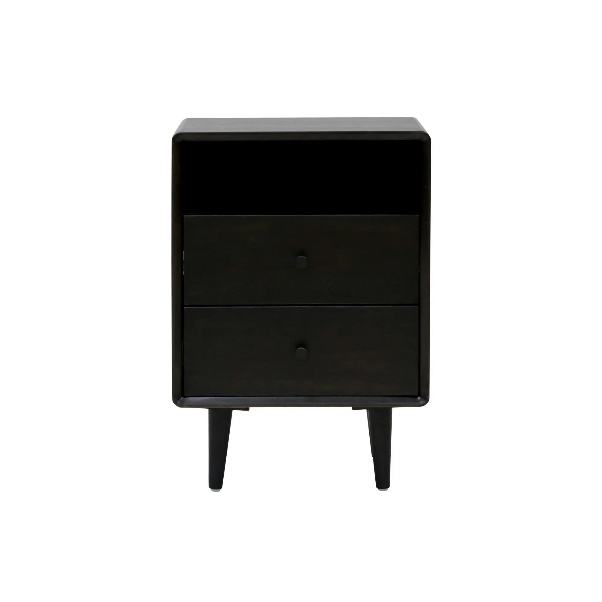 6IXTY Noche 2-Drawer Wooden Bedside Table Nightstand - Black