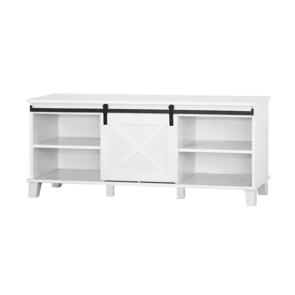 Maestro Furniture Barndoor Lowline Modern Wooden Entertainment Unit TV Stand - White